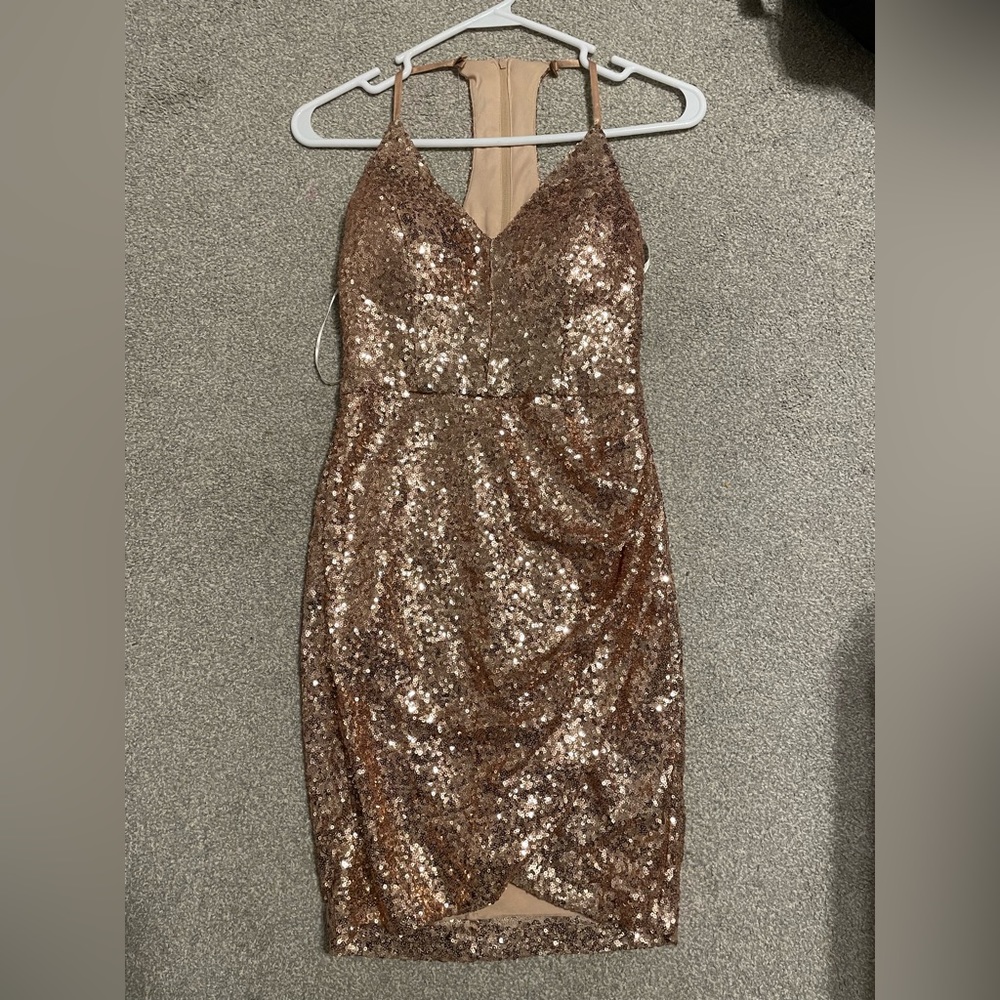 gold sequin dress